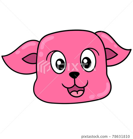 pink pet dog head cute face smiling, doodle icon drawing pink pet dog head cute face smiling, doodle icon drawing 78631810