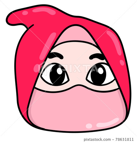 pink ninja head, doodle icon drawing 78631811