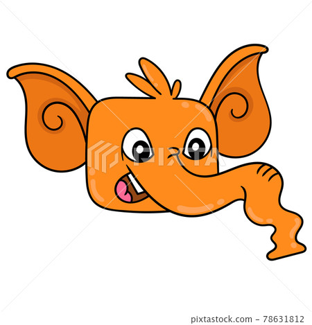 orange happy smiling face elephant animal head, doodle icon drawing orange happy smiling face elephant animal head, doodle icon drawing 78631812