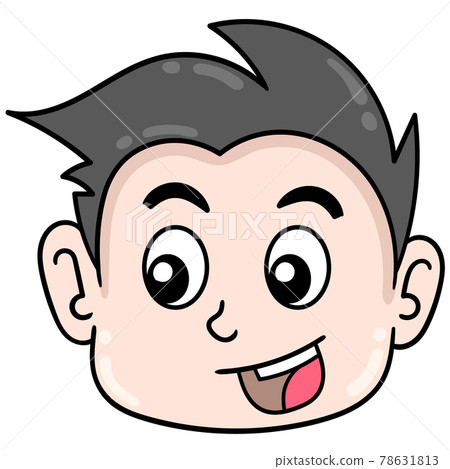 handsome faced boy head is smiling happily, doodle icon drawing handsome faced boy head is smiling happily, doodle icon drawing 78631813