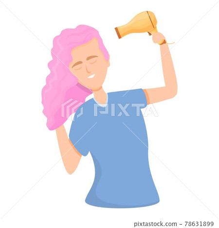 Woman dries hair icon, cartoon style Woman dries hair icon, cartoon style 78631899