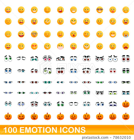 100 emotion icons set, cartoon style 100 emotion icons set, cartoon style 78632010