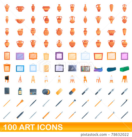 100 art icons set, cartoon style - Stock Illustration [78632022] - PIXTA