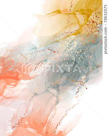 Vivid gradient Abstract orange yellow watercolor painting. Background Posters with golden elements Vivid gradient Abstract orange yellow watercolor painting. Background Posters with golden elements 78632075