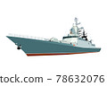 Naval ship, vector image isolated on white background. 78632076
