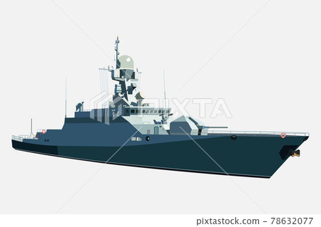 Naval ship, vector image isolated on white background. Naval ship, vector image isolated on white background. 78632077