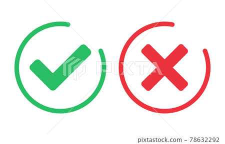 矢量圖圖標集的複選標記和錯誤標記按鈕（成功、失敗、符號、符號、 78632292