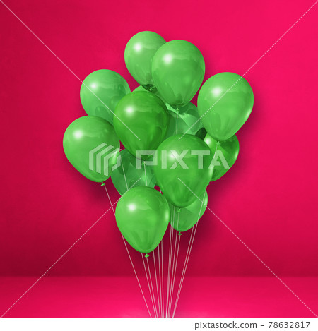Green balloons bunch on a pink wall background - Stock Illustration ...