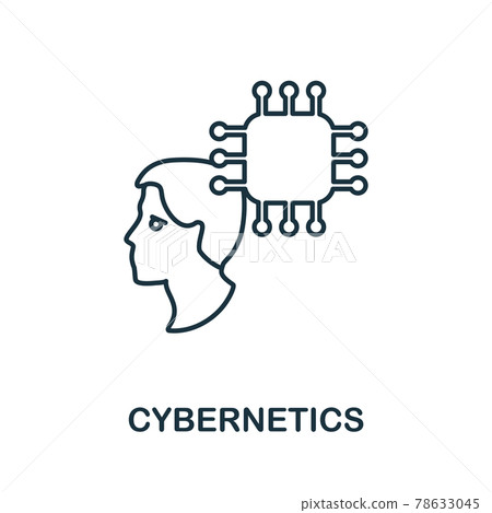 Cybernetics line icon. Creative outline design from artificial intelligence icons collection. Thin cybernetics icon for infographics and banner Cybernetics line icon. Creative outline design from artificial intelligence icons collection. Thin cybernetics icon for infographics and banner 78633045
