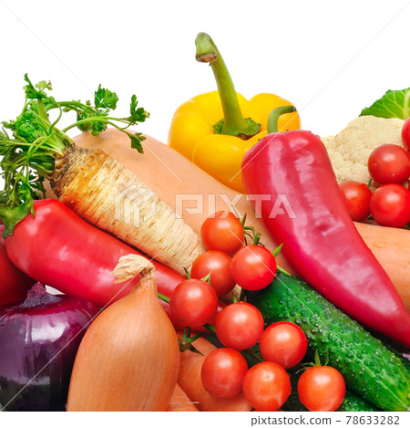 Composition from fresh vegetables Isolated on white . Composition from fresh vegetables Isolated on white . 78633282