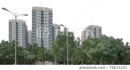 Cityscape 3d illustration isolated on white background Cityscape 3d illustration isolated on white background 78633283