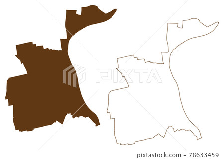Worms city (Federal Republic of Germany, State of Rhineland-Palatinate, Urban district) map vector illustration, scribble sketch Worms map 78633459