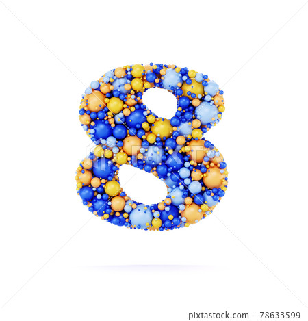 8 eight number digit with colored shiny balls 78633599