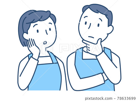 Men and women in aprons thinking Men and women in aprons thinking 78633699