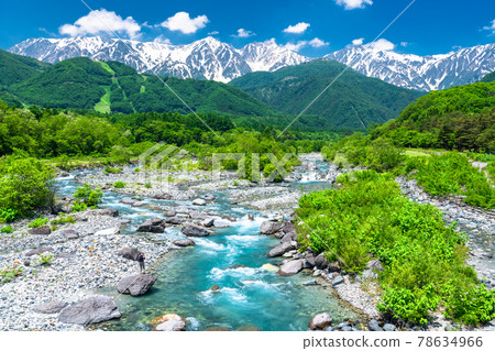 《Nagano Prefecture》 Hakuba Village/Clear stream in the Northern Alps 《Nagano Prefecture》 Hakuba Village/Clear stream in the Northern Alps 78634966