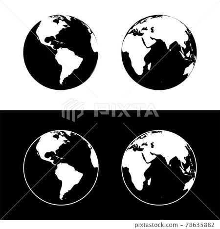 Vector illustration of the planet Earth. Earth globe isolated on black and white background. 78635882