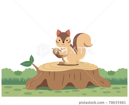 Illustration material of squirrel and stump 78635981