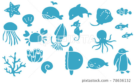 Simple and cute sea creatures aquarium Simple and cute sea creatures aquarium 78636132
