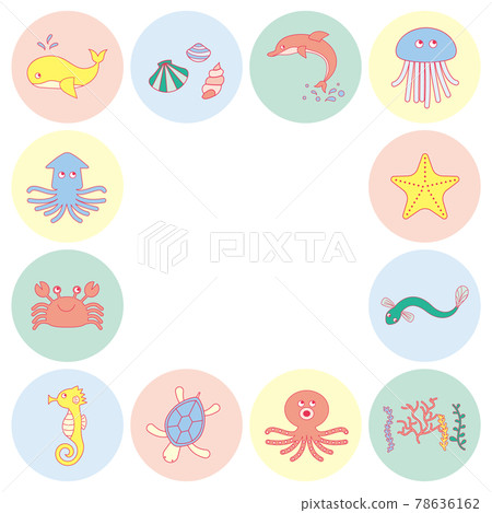 海洋生物的矢量插圖集 78636162