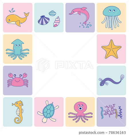 海洋生物的矢量插圖集 78636163