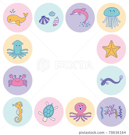 海洋生物的矢量插圖集 78636164
