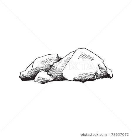 Heap of stones, big heavy boulders, granite rocks a vector illustration. Heap of stones, big heavy boulders, granite rocks a vector illustration. 78637072