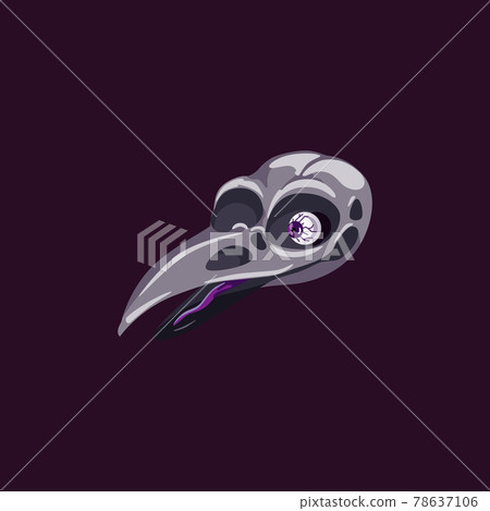 Skull of skeleton raven symbol of death on black a vector isolated illustration. Skull of skeleton raven symbol of death on black a vector isolated illustration. 78637106
