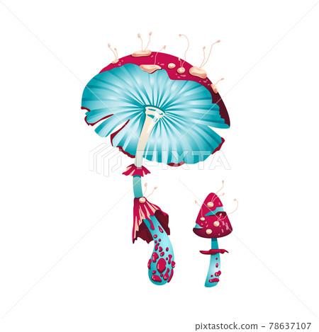 Magic fantasy mushroom, unusual glowing fabolous fly agaric a vector illustration 78637107