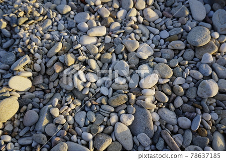 Rocky shore with setting sunlight 78637185