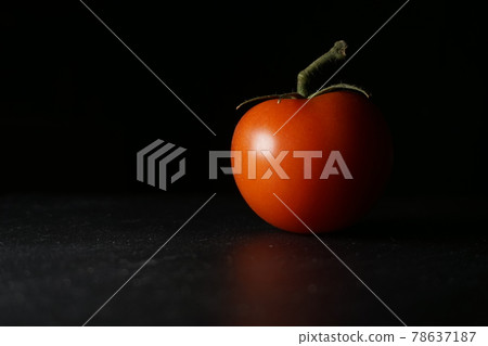 single tomato with dark background and diffuse reflection single tomato with dark background and diffuse reflection 78637187