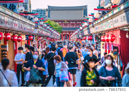 Tokyo cityscape in Japan June ・ The number of people in Tokyo is increasing, and Sensoji Temple is a threat. I don't think it's under declaration = June 12 78637931
