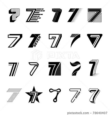 Seven logo. Business graphic templates of alphabet letters number 7 for logo design projects recent vector pictures set 78640407