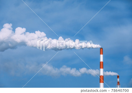 工廠煙囪噴出的二氧化碳排放圖片 78640700