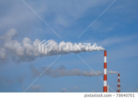 Factory chimney spewing smoke Image of carbon dioxide emissions Factory chimney spewing smoke Image of carbon dioxide emissions 78640701