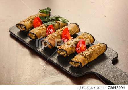 Caucasian cuisine - Stuffed eggplant roll 78642094
