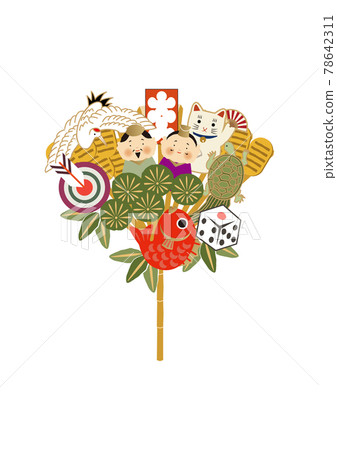 New Year's material-illustration of a rake. Illustration of a lucky charm. New Year's material-illustration of a rake. Illustration of a lucky charm. 78642311