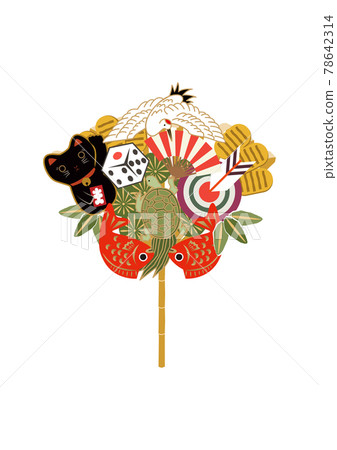 新年的材料-耙子的插圖。幸運符的插圖。 新年的材料-耙子的插圖。幸運符的插圖。 78642314