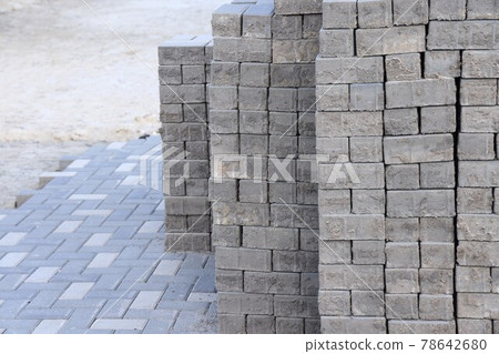 Stacks of paving slabs, paving slabs prepared for laying, texture, building background Stacks of paving slabs, paving slabs prepared for laying, texture, building background 78642680
