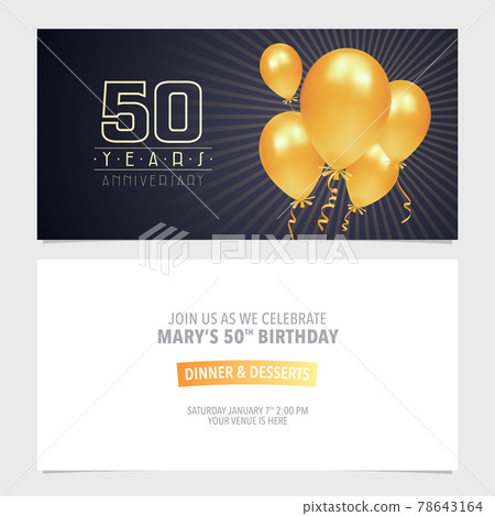 50 years anniversary invitation vector illustration. Design template element 78643164