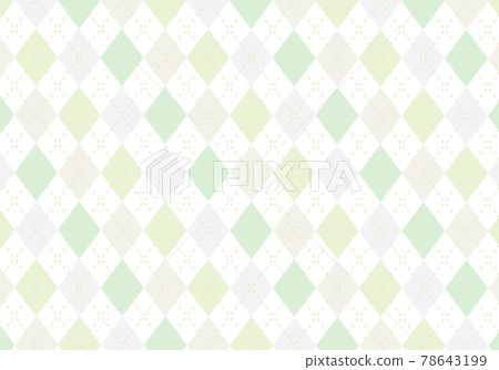 [Background material] Argyle plaid 59 White background (gray, green, yellow-green, green) 78643199