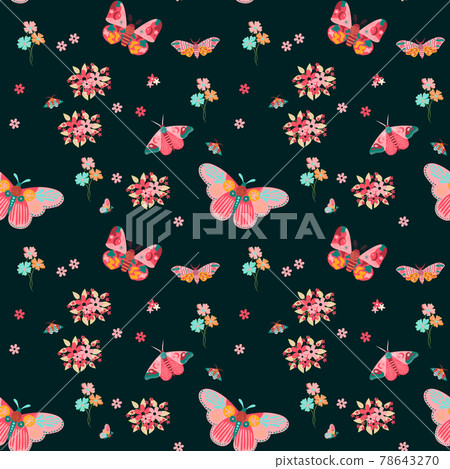 Seamless Floral Pattern with butterfly in vector - Stock Illustration ...