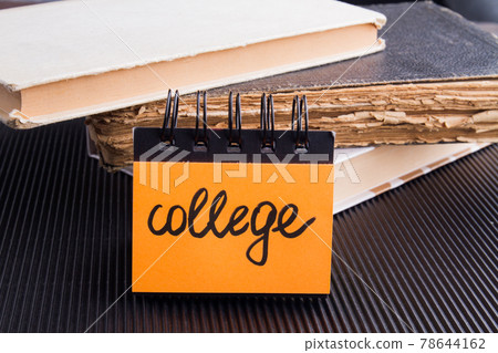 College and education concept. Stickerbook paper with word college. College and education concept. Stickerbook paper with word college. 78644162