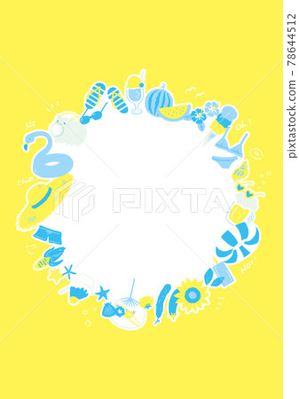 流行夏日手繪插畫框【藍x黃】 78644512