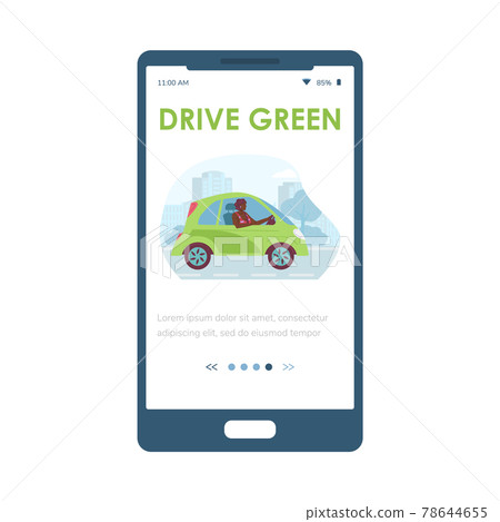 Onboarding home mobile screen for eco transport, flat vector illustration. 78644655