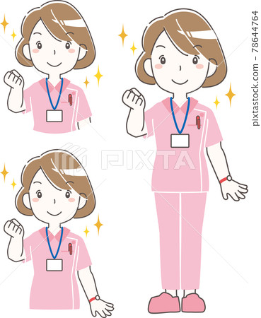 Female nurse clenching her fist Illustration set Vector Female nurse clenching her fist Illustration set Vector 78644764