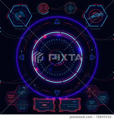 Futuristic touch screen user interface HUD. Vector illustration Futuristic touch screen user interface HUD. Vector illustration 78645410