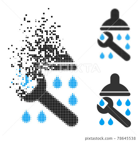 Destructed and Halftone Pixelated Shower Plumbing Glyph Destructed and Halftone Pixelated Shower Plumbing Glyph 78645538
