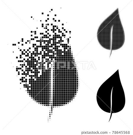 Decomposed and Halftone Dotted Plant Leaf Icon 78645568
