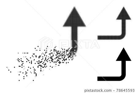 Dispersed and Halftone Pixelated Turn Forward Icon Dispersed and Halftone Pixelated Turn Forward Icon 78645593