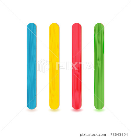 Realistic 3D wooden colored, or plastic sticks.For ice cream or frozen juice, covid test or medical throat examination. 78645594